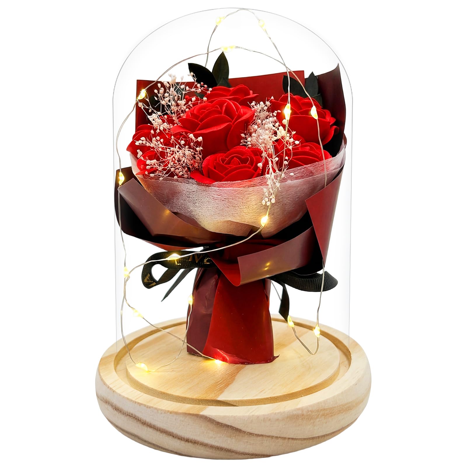 Rosa roja eterna BORNA preservada en cristal para decorar con elegancia y sorprender a mamá