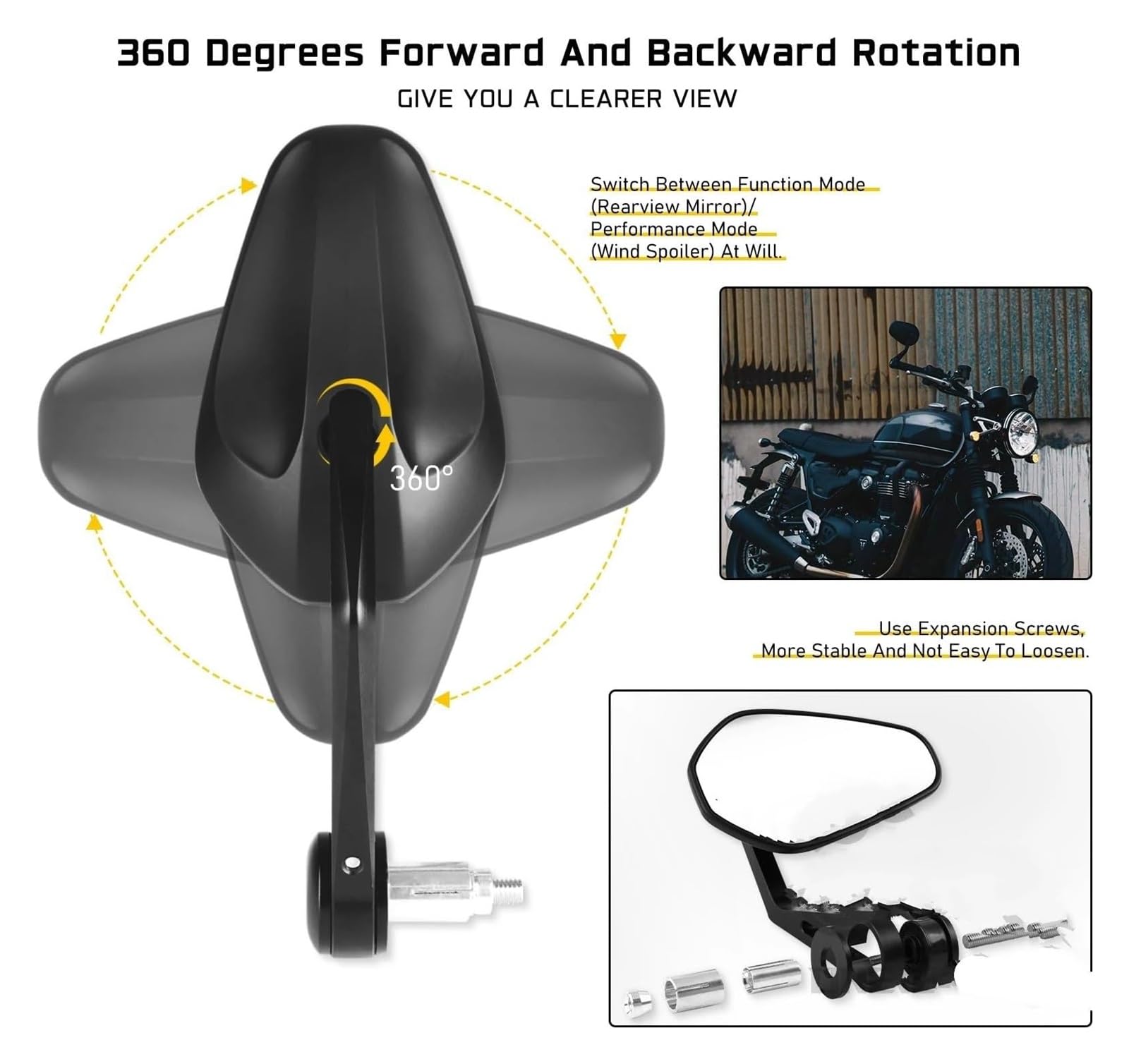 per Kawasaki da 7/8" o 1" Moto Scooter Retrovisore Specchietto Laterale Manubrio estremità del Manubrio Specchietti Ricambi Parafango Specchietti Manubrio Moto