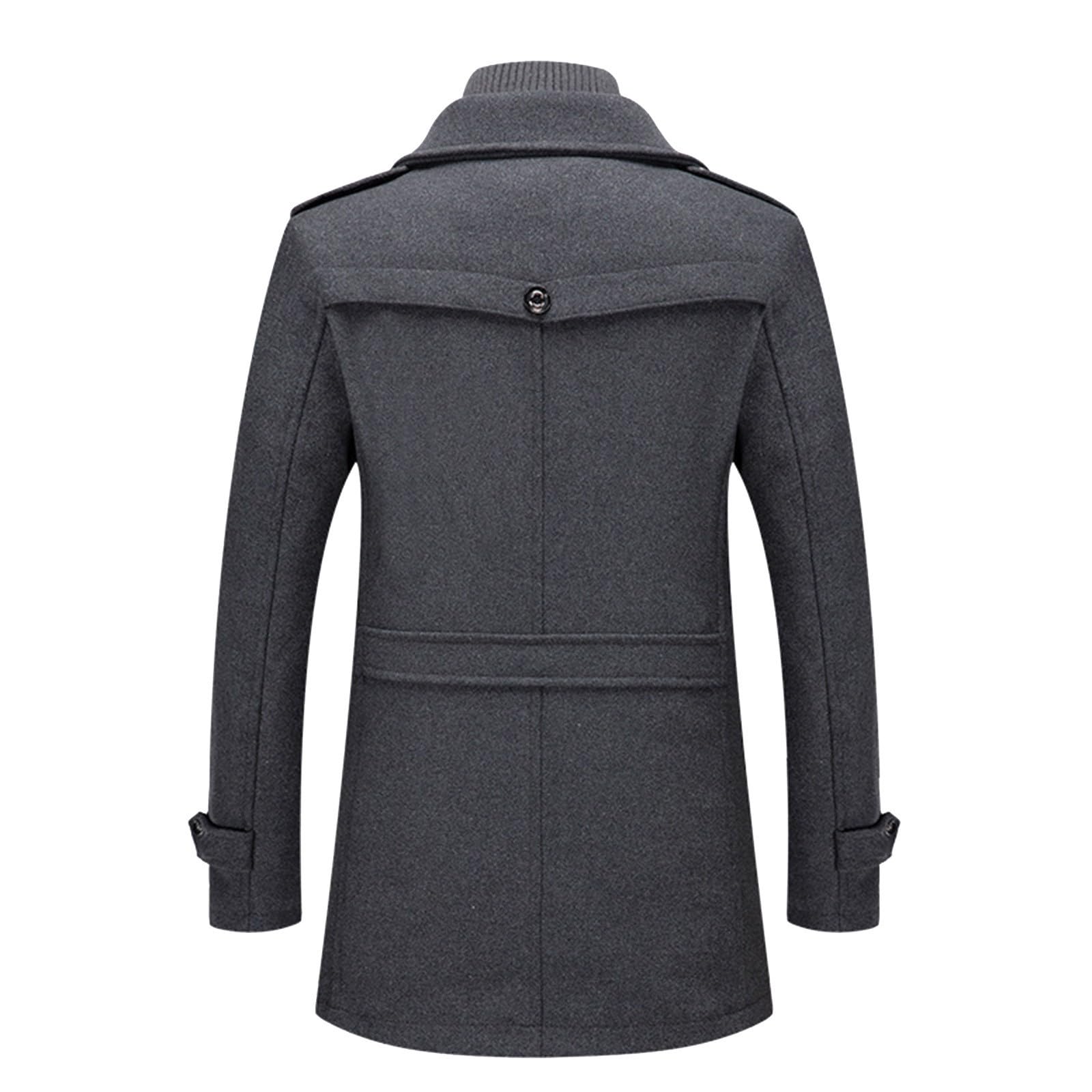 Generisch Mantel Herren Wintermantel aus Wolle für Freizeit und Business Coat Wolljacke mit Langschnitt Wollmantel Lang Warme Winterjacke Elegant als Trenchcoat