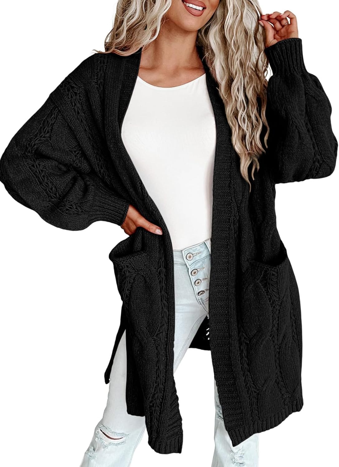 Dokotoo Long Cardigans for Women Open Front Long Sleeves Lightweight Fall Sweaters with Pockets Dokotoo Long Cardigans for Women Open Front Long Sleeves Lightweight Fall Sweaters with Pockets