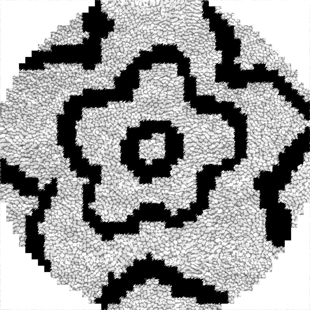 DIY Latch Hook Rug Kits for Beginner Black Strip Flower Color Printed Canvas Yarn Crocheting Carpet Embroidery Hook and Latch Tapestry for Pet Chair Floor Decoration 30cmx30cm