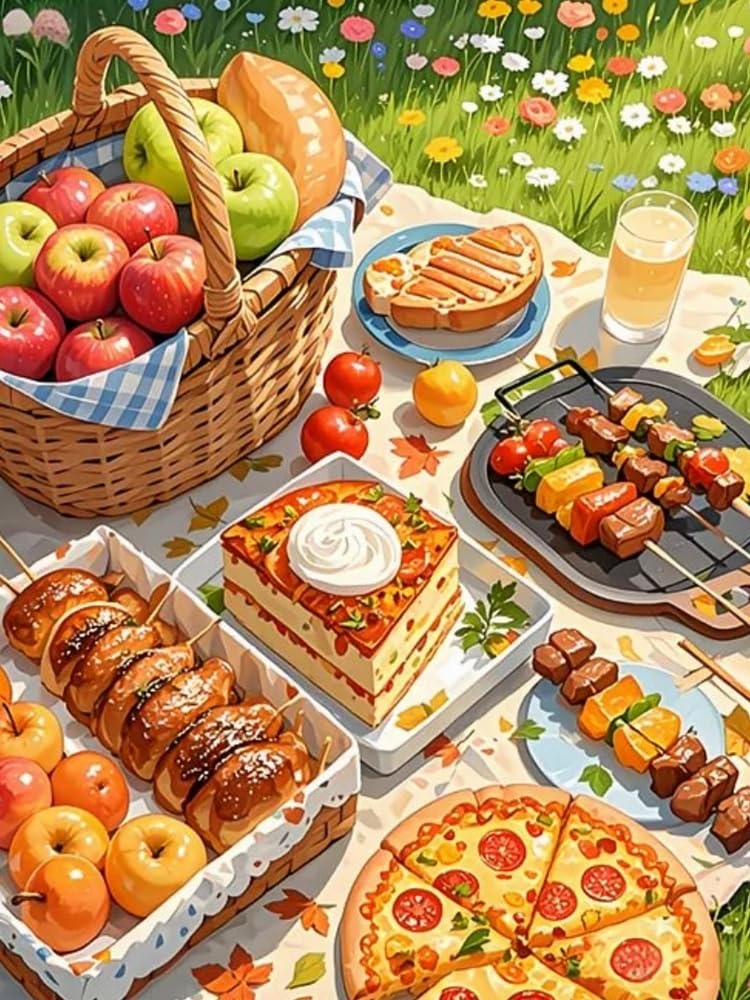 Renqidian Pre Printed Cross Stitch Kits Fruit Bread 11CT Stamped Embroidery Kit DIY Needlework Art for Adults Beginners Home Decor（40x50 cm）