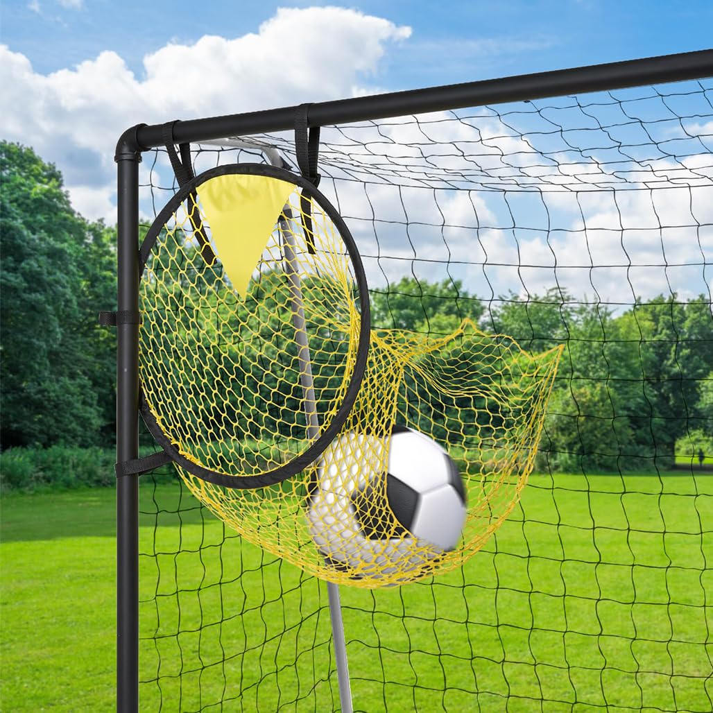 Goodern Soccer Target Net, Portable Football Shooting Accuracy Training, Top Bins With Highlighted Corners, Outdoor Throwing Practice Equipment - Yellow