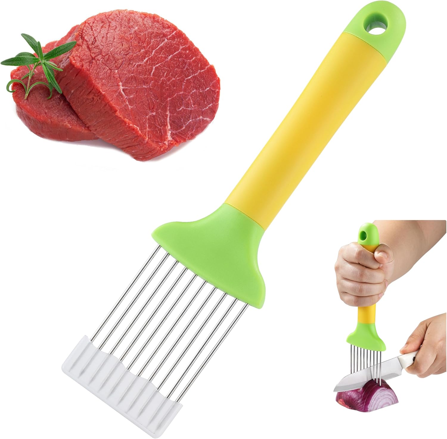 Onion Slicer, OHOLA Stainless Steel Onion Cutter, Onion Holder for Slicing and