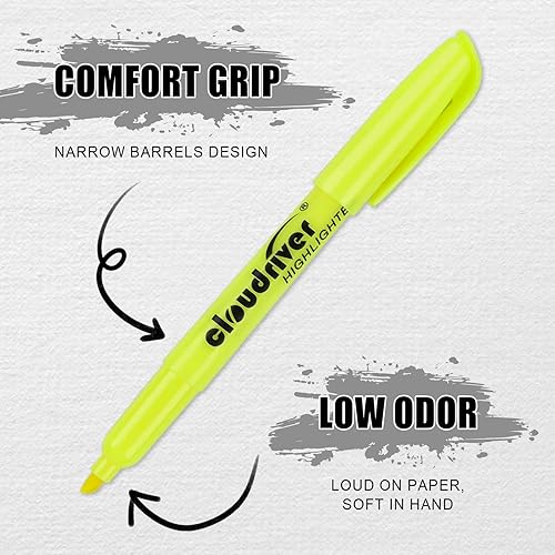 Miniatura 5 de cloudriver Resaltadores amarillos, paquete a granel de 120 unidades, resaltadores de color brillante, punta de cincel, tinta de secado rápido,