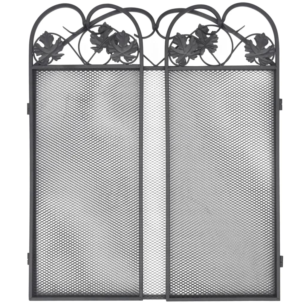 Schermi per Caminetti di Guardia Camino schermo pieghevole nero in ferro battuto in ferro canina camino schermo elegante decorazione della casa di scorrimento Accessori per Caminetti in Rete Decorativ