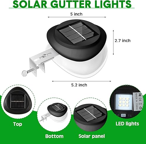 Miniatura 9 de 12 luces solares para canalón al aire libre 9 LED impermeable iluminación solar valla de cubierta lámparas de energía solar luz blanca para jardín