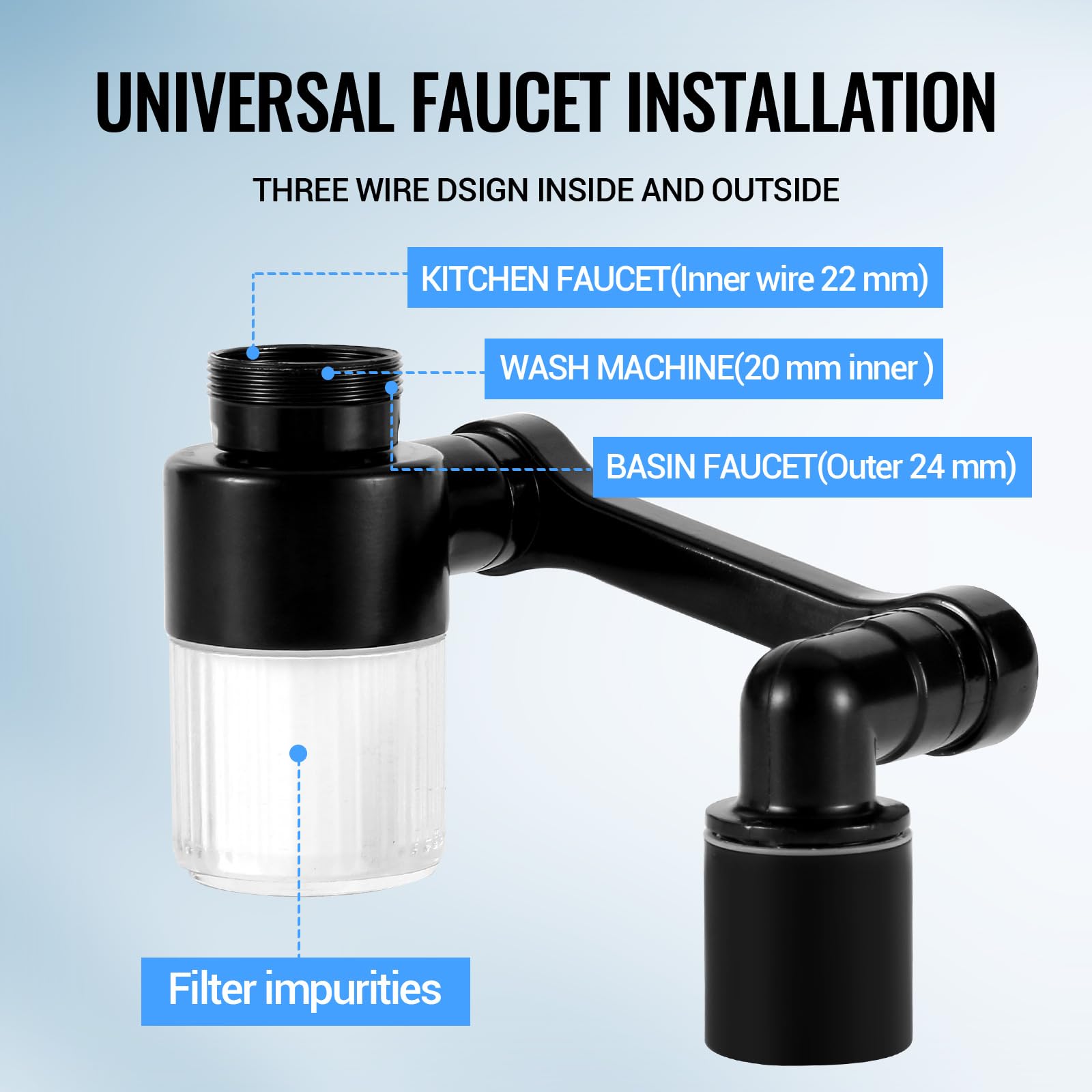 5 faucet filters - kitchen sink bathroom sink alternatives - faucet extender PP cotton - strong filter to — view 3