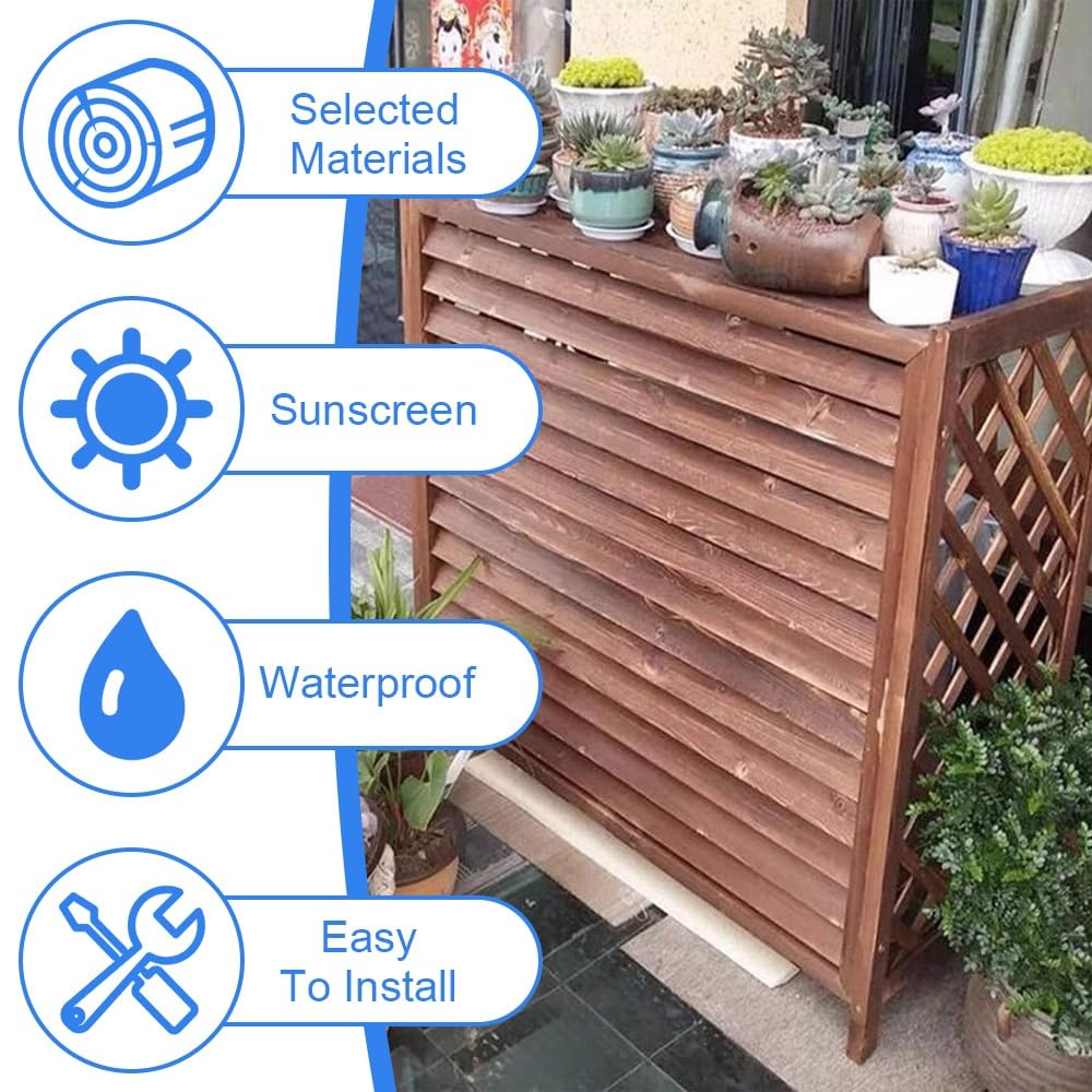 Housse de protection de l'intimité pour unité de climatisation extérieure – Cachette en bois massif pour jardin, terrasse et balcon – Convient pour 81 x 30 x 72 cm à 115 x 54 x 95 cm – Design élégant