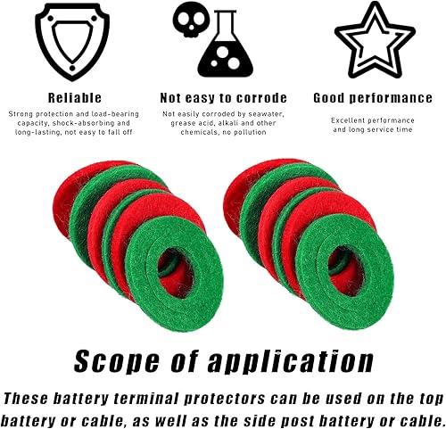 Miniatura 4 de 24 arandelas anticorrosión para terminales de batería, protector de terminal de batería de fibra, cuñe de prevención de corrosión de la batería de