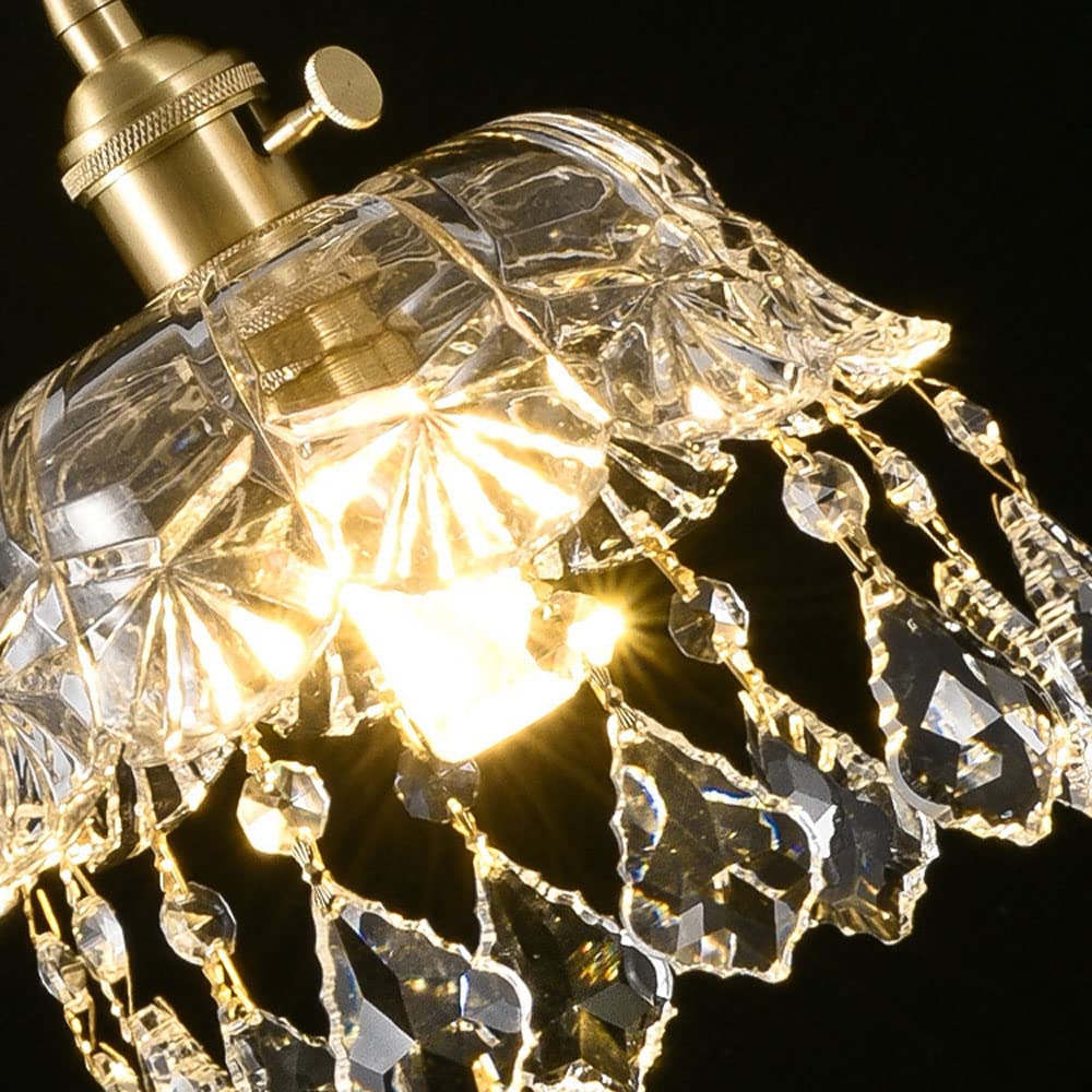 Lampa wisząca w stylu vintage Regulowana kryształowa lampa wisząca z przezroczystym kloszem szklanym, wiejska lampa sufitowa wisząca do kuchni Wyspa Jadalnia Bar Present