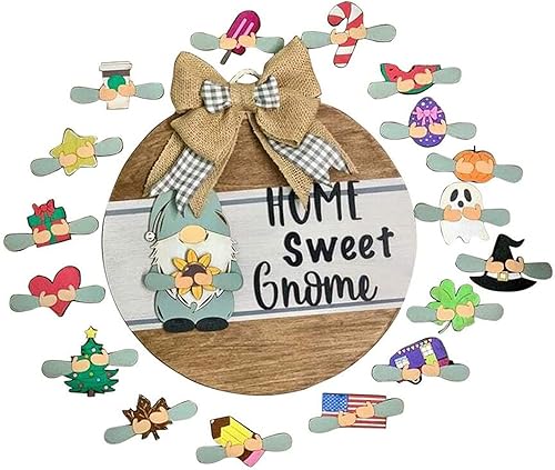 Miniatura 1 de Letrero de bienvenida intercambiable para puerta delantera 12 pulgadas letrero redondo de madera rústica para colgar en la pared para porche