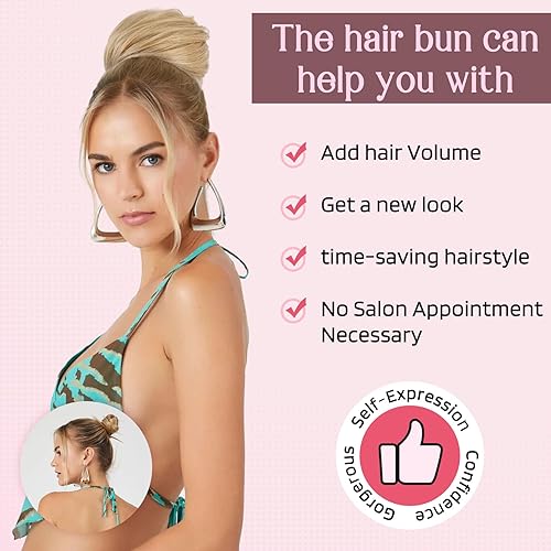 Miniatura 3 de HOOJIH Moño desordenado, moño con cordón elástico, pieza de pelo despeinado, 1 pieza de moño suelto, extensión de moño completo, 2.16 onzas,