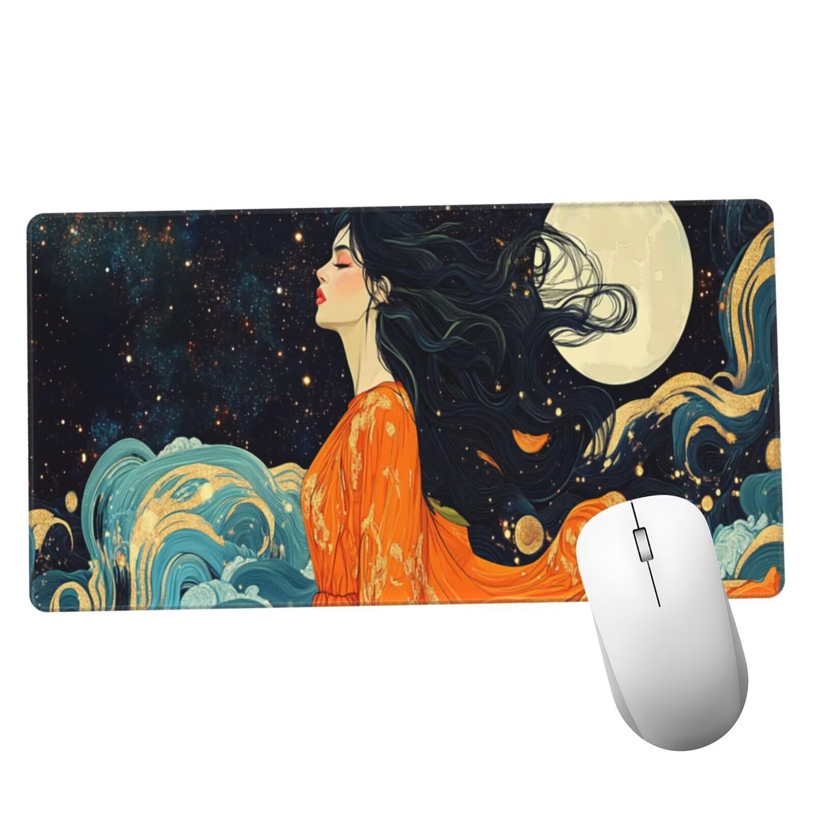 Żółta podkładka pod mysz XXL Beauty mata na biurko 1600 x 800 x 3 mm zmywalna podkładka do gier na laptopa, z antypoślizgową gumową podstawą do gier, PC, pracowników biurowych Y491