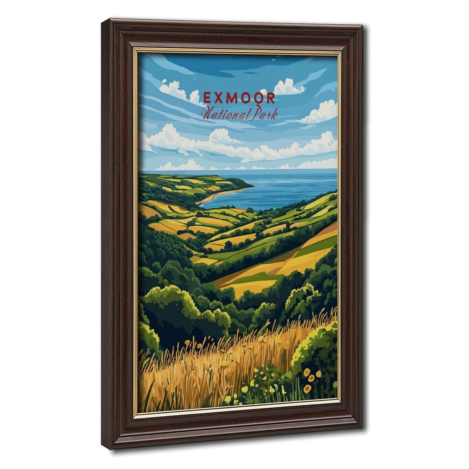 Bareronor Mokume Gane Frame-Style Exmoor Travel Canvas Poster For Living Room Decor Gift