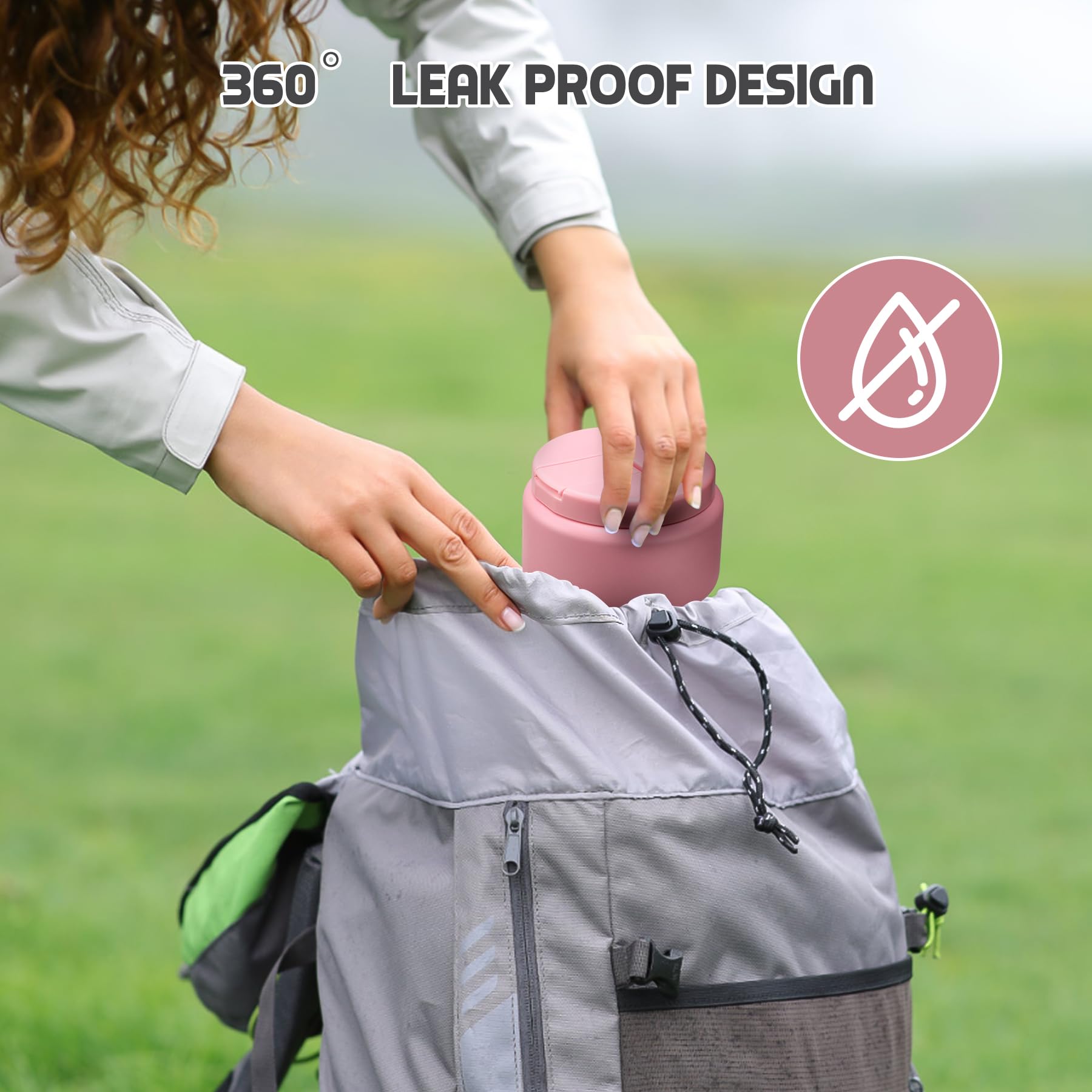 Itslife Thermo per Alimenti 400ml con Coperchio a Fibbia, Contenitore Termico Bambini di Acciaio Inossidabile, Portavivande Termico per Picnic, Scuola e Ufficio, Rosa