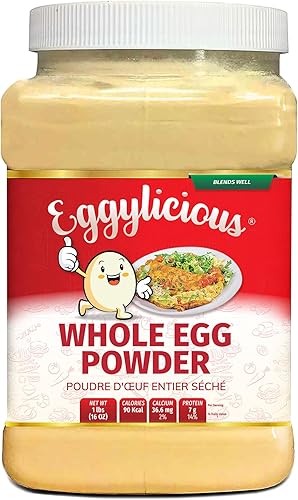 Eggylicious - Polvo de huevo entero, proteína natural seca en polvo, hecho de huevos frescos, mezcla de blanco y yema, pasteurizado, sin OMG, sin