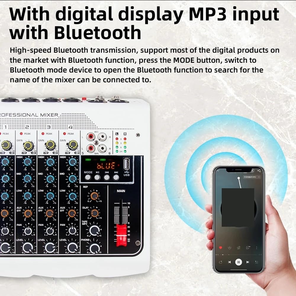 Mixer DJ, Mixer audio for controller DJ a 6 canali Scheda con effetto di ripetizione del ritardo computer registrazione USB