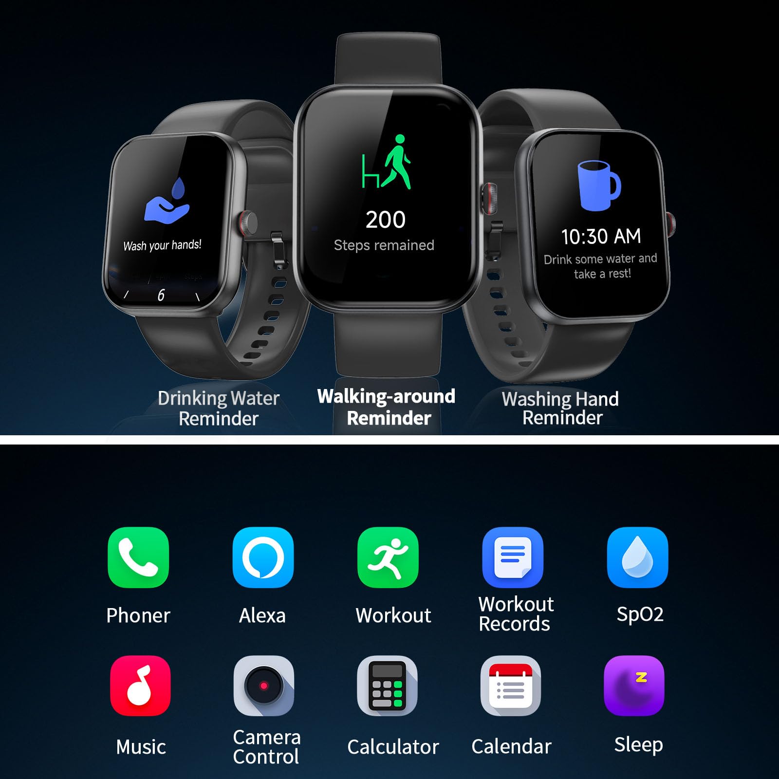 Reloj Inteligente Hombre con Alexa,1,91" Smartwatch con Llamadas Bluetooth | 110+ Modos Deportivos, Monitor de Sueño/Podómetro/Pulsómetro, IP68 Impermeable Pulsera Actividad para Android iOS