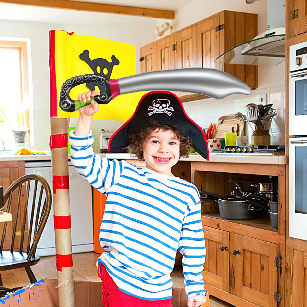 TOYANDONA 12Pcs Gonfiabile Pirati 27. 5 Pollici per Bambini Gonfiabile Spade per Pirate Festa di Compleanno di Halloween Puntelli Cosplay
