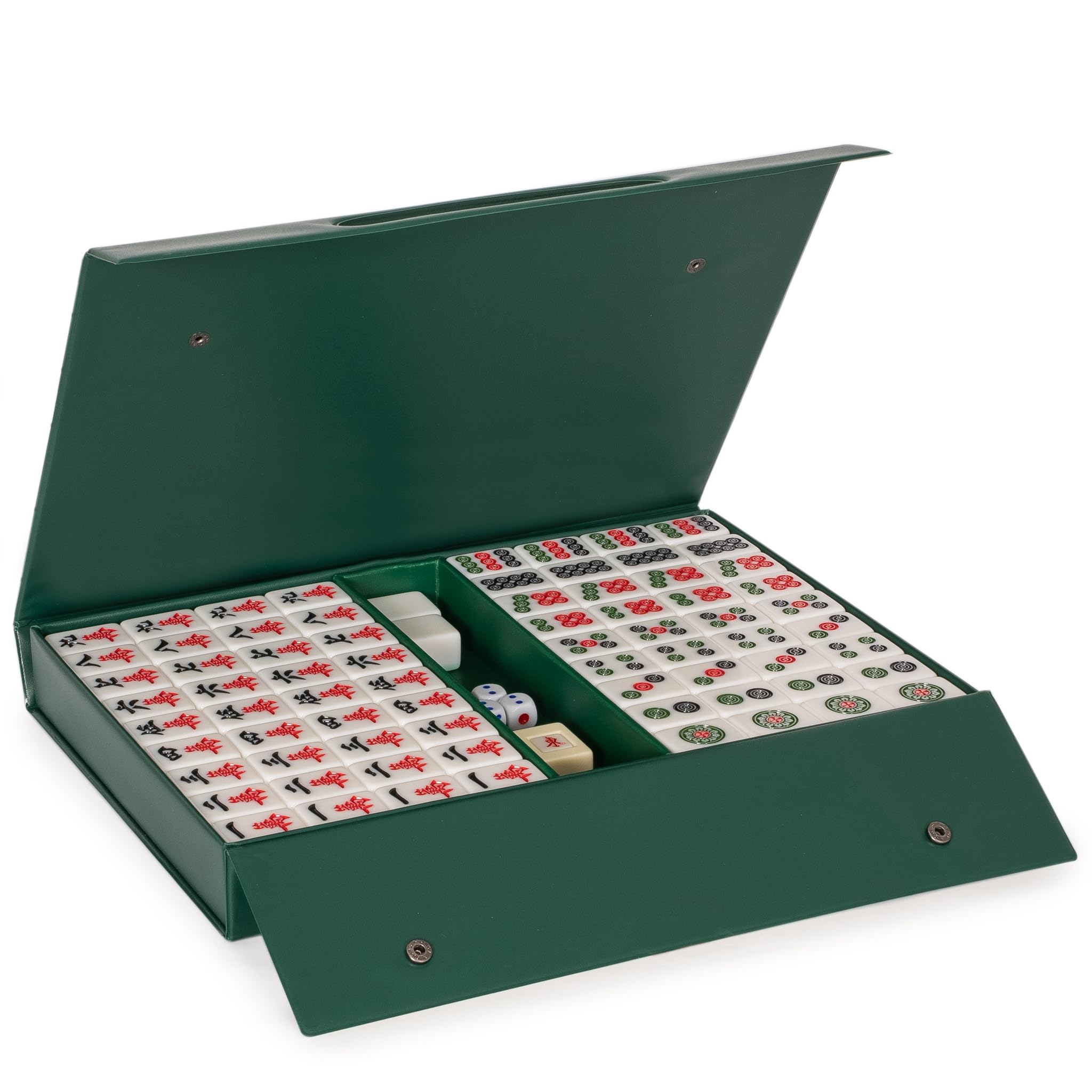 Yellow Mountain Imports Set Mahjong cinese "Emerald Weave" 146 piastrelle 40 mm custodia vinile