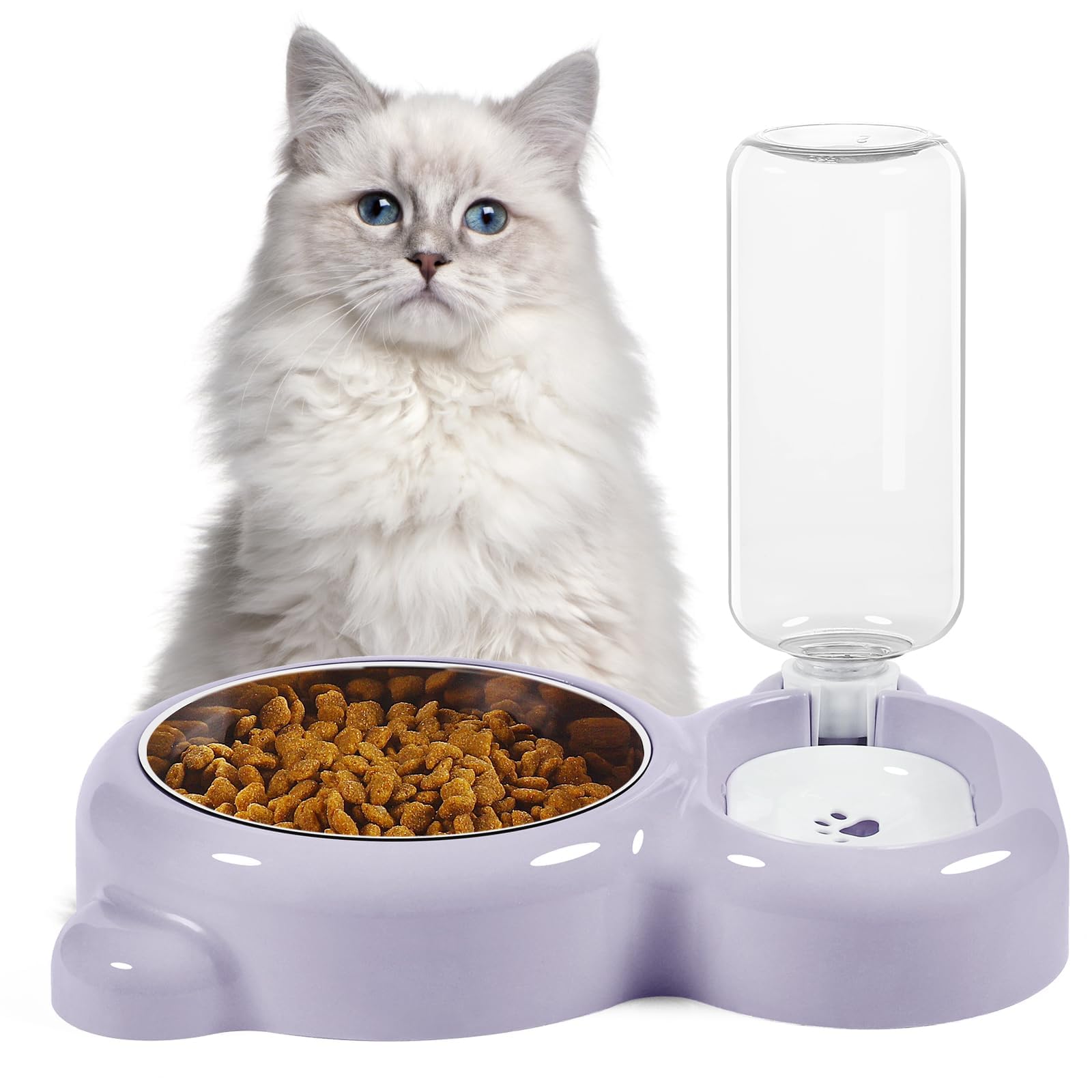 Cuencos for Perros y Gatos, Juego de comederos bebederos Acero Inoxidable for pequeños, Morado
