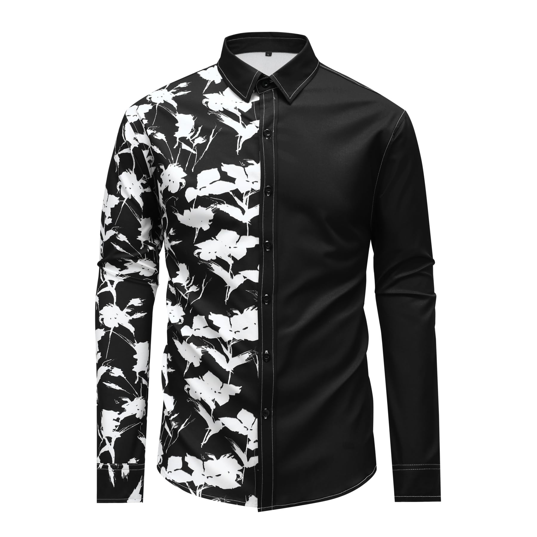 YFFUSHI Herren Floral Hemd Regular Fit Langarm Button-Down Freizeithmed Blumen Herrenhemd Casual Shirt