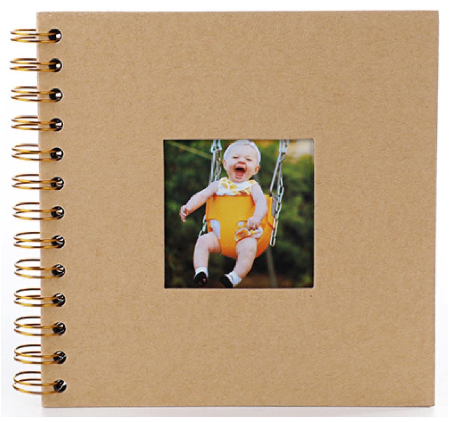 fogman アルバム スクラップブック 写真 手作り デコ 黒台紙 子供 赤ちゃん 20ページ (黄)