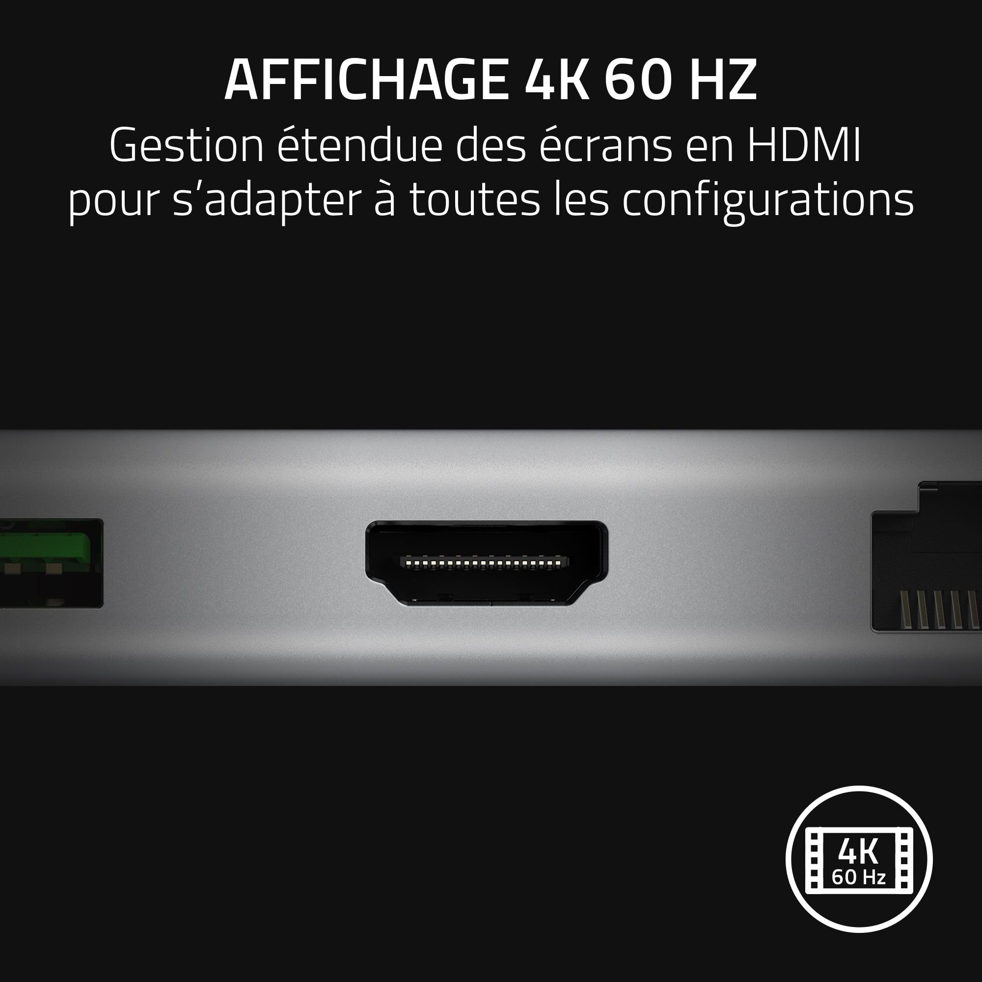 Razer Station d'accueil USB-C - 11 Ports avec HDMI, Gigabit Ethernet, Port Audio 3,5 mm, USB-A et -C, Compatible avec Windows et Mac (Sortie d'écran avec 4K, Son Surround 7.1) Mercury