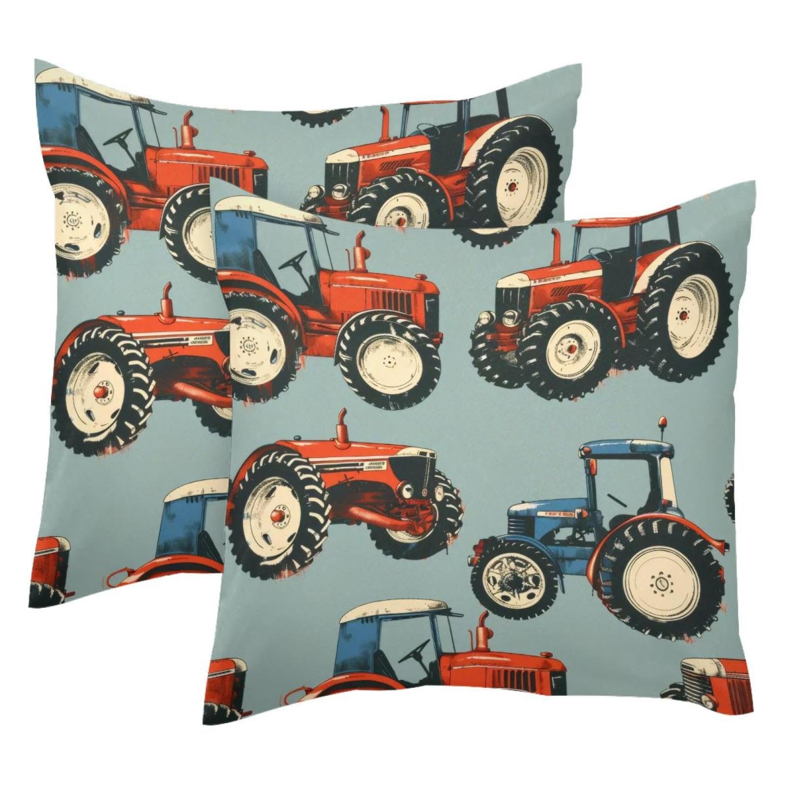 Housse de coussin velours 50x50 cm lot de 2 tracteur pour decoration de salon