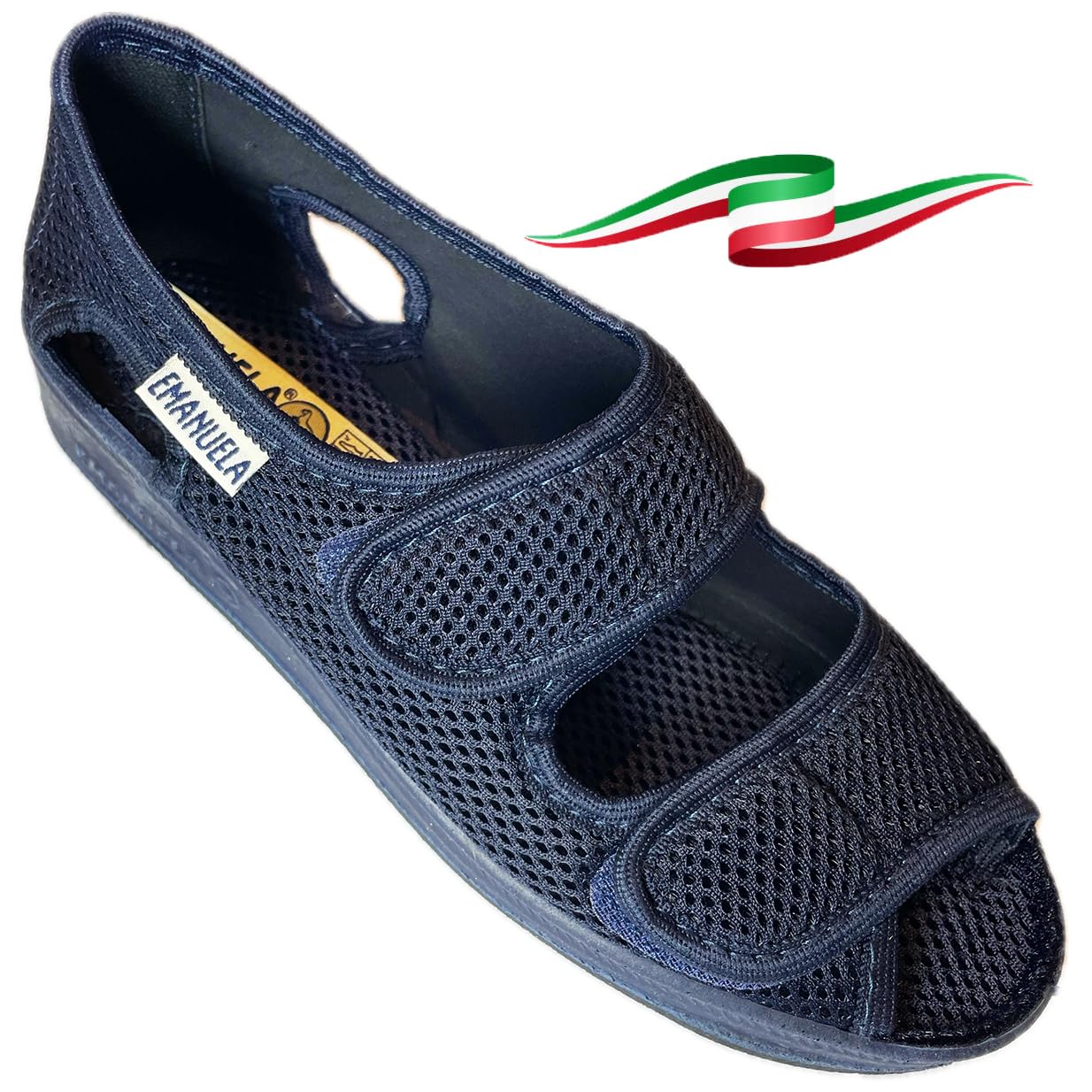 EMANUELA Sandali ciabatte pantofole donna regolabili con strappi tessuto alveare forato traspirtante Made in italy