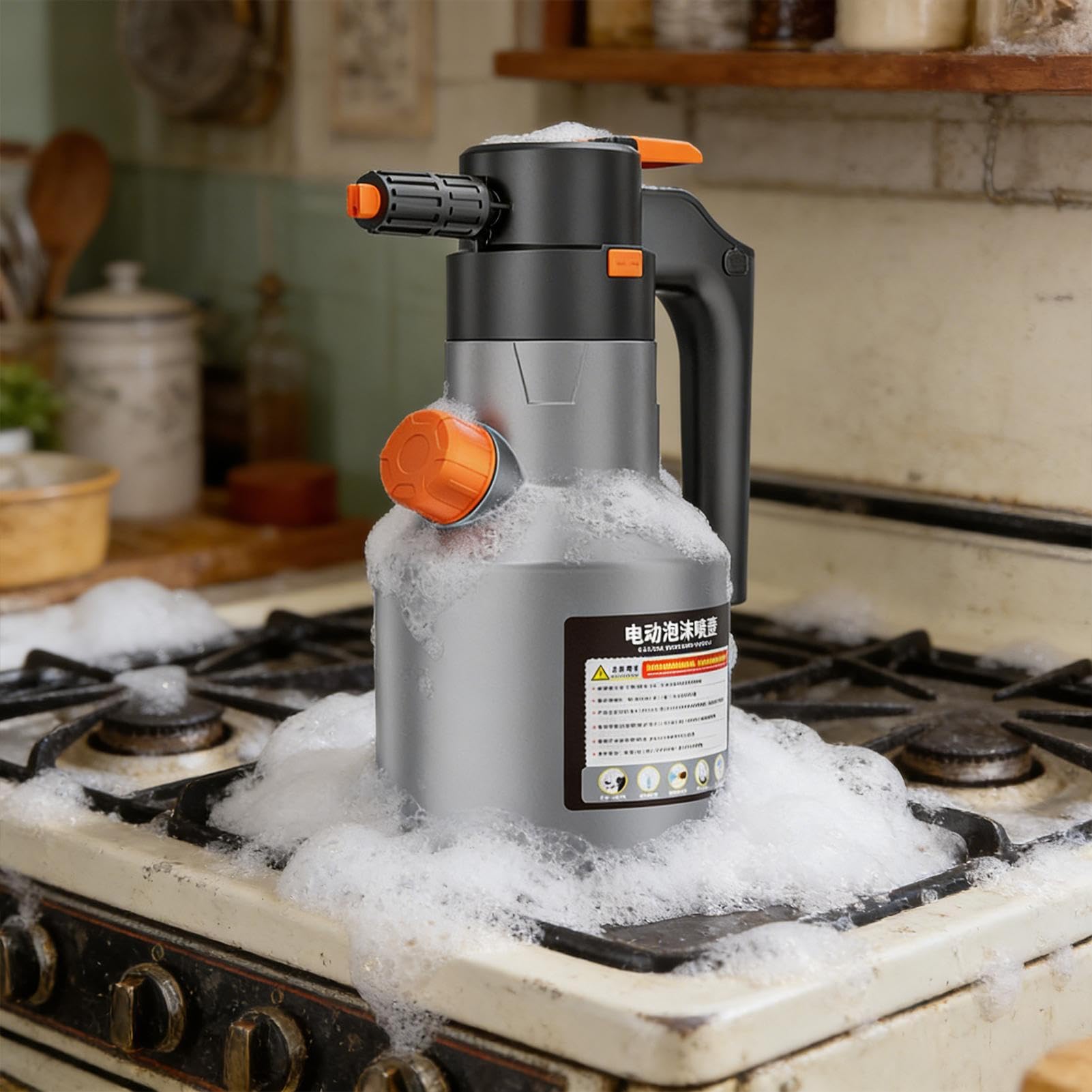 Elektro-Schaumsprüher 2L Tragbar Wiederaufladbar mit Messbecher | Hand-Schaumpumpensprüher Für Auto, Fahrzeug, Haushalt, Küche, Außenbereich, Garten, Reinigung, Bewässerung