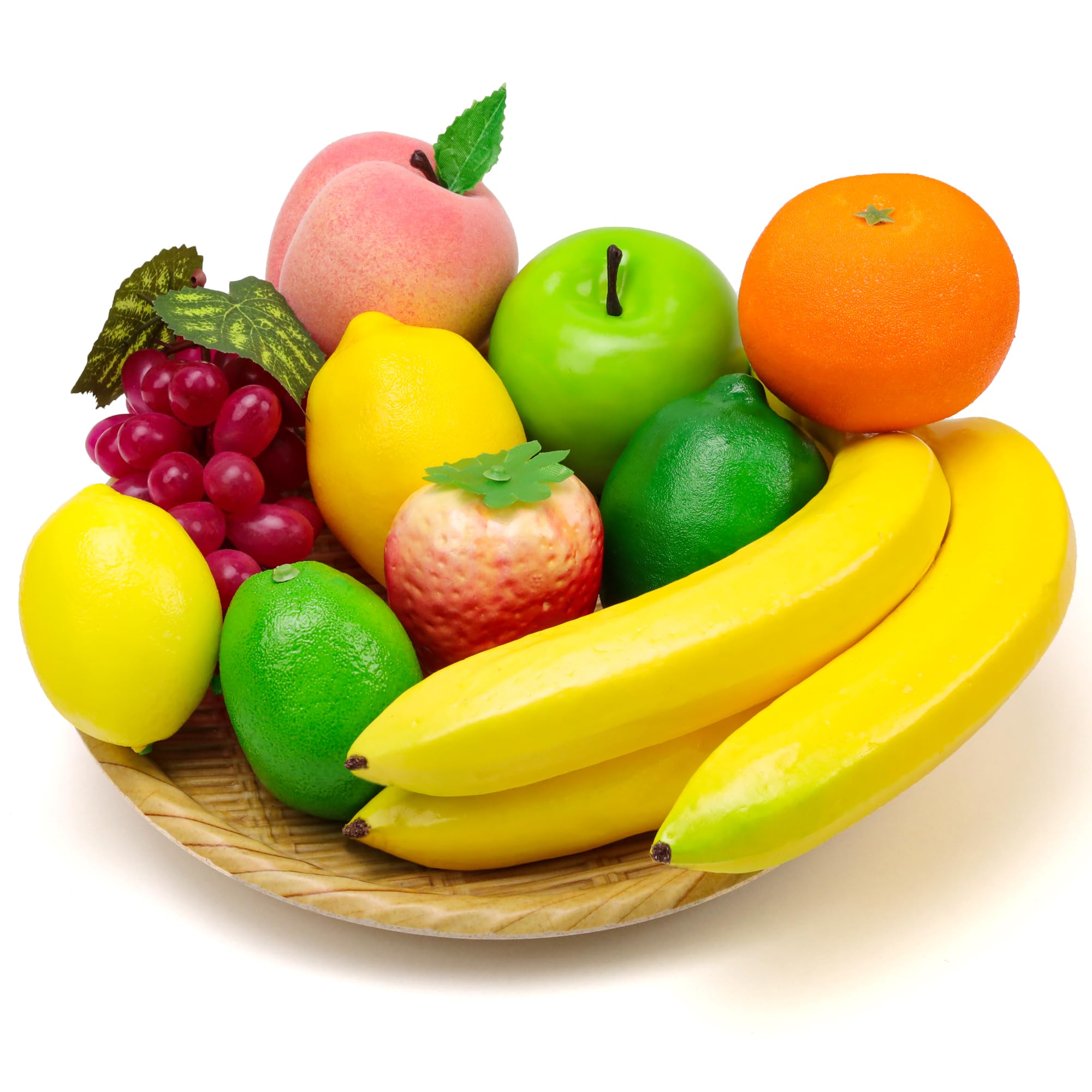 Meiwlong 10 Pcs Plastic Fake Fruits for Decoration, Realistic Fake Fruit Set for Table Centrepieces Decoration Decorative Artificial Fruit Lemon Grape for Home Kitchen Party Decor