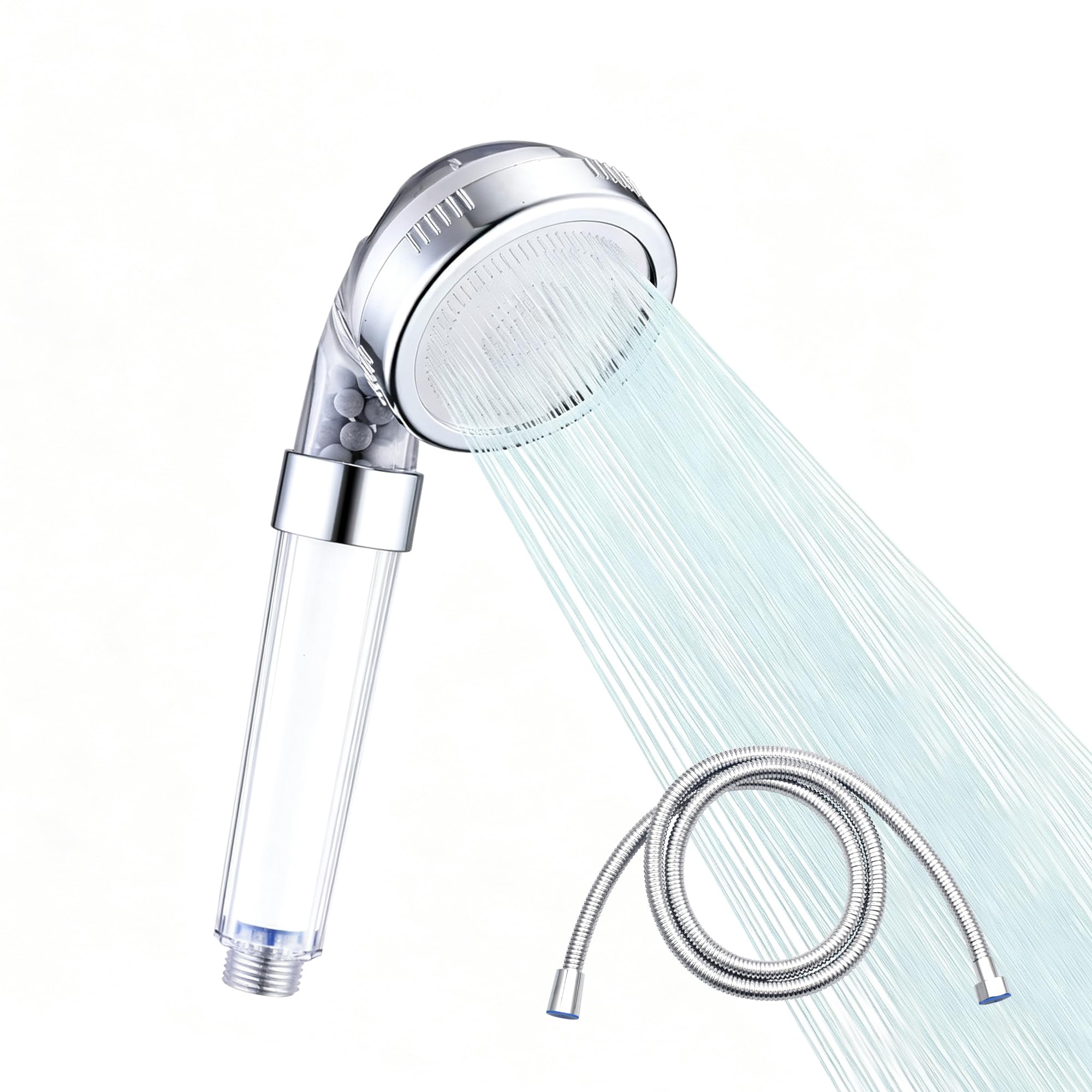 Filter Shower Head and Hose 1.5M High Pressure 3-Layer Filtration Handheld Shower Head Set Water Saving Water Softener Bathroom showerhead for Low Pressure