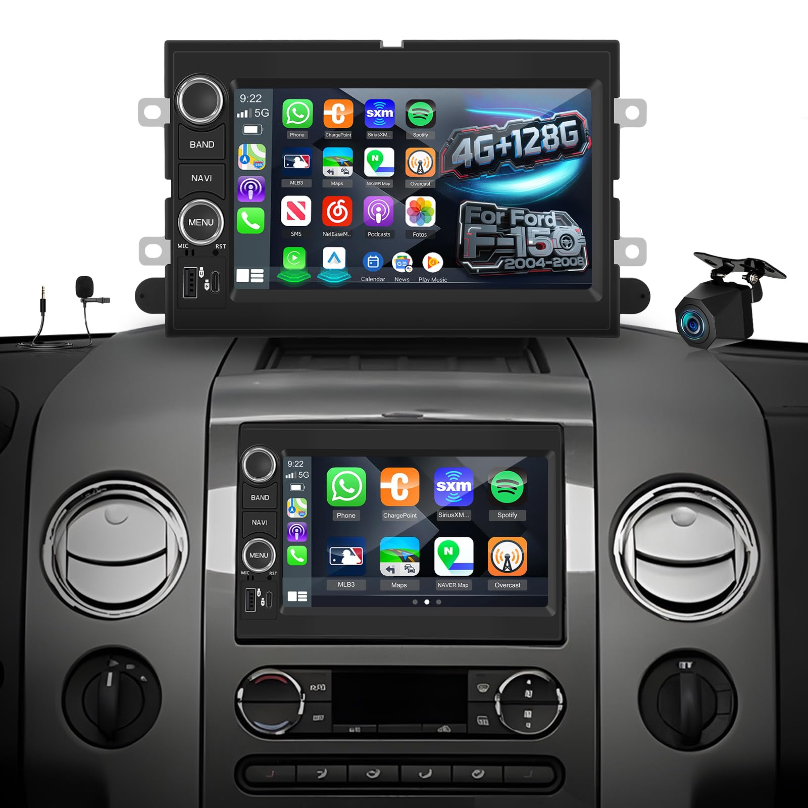 Photo 1 of [4G+128G] Volxcereo Car Radio for Ford F150 2004 2005 2006 2007 2008, 7 inch Android Touch Screen Car Stereo with Carplay/Android Auto, GPS, WiFi, Bluetooth, SWC, FM/RDS, EQ