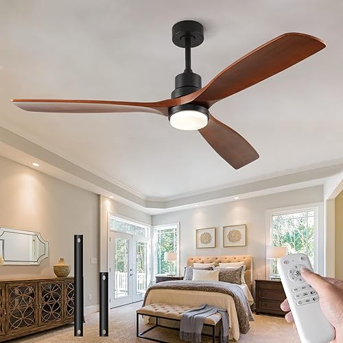 BOOMJOY Ventiladores de techo de 60 pulgadas con luces y control remoto, ventilador de techo para dormitorio, ventilador de techo grande para