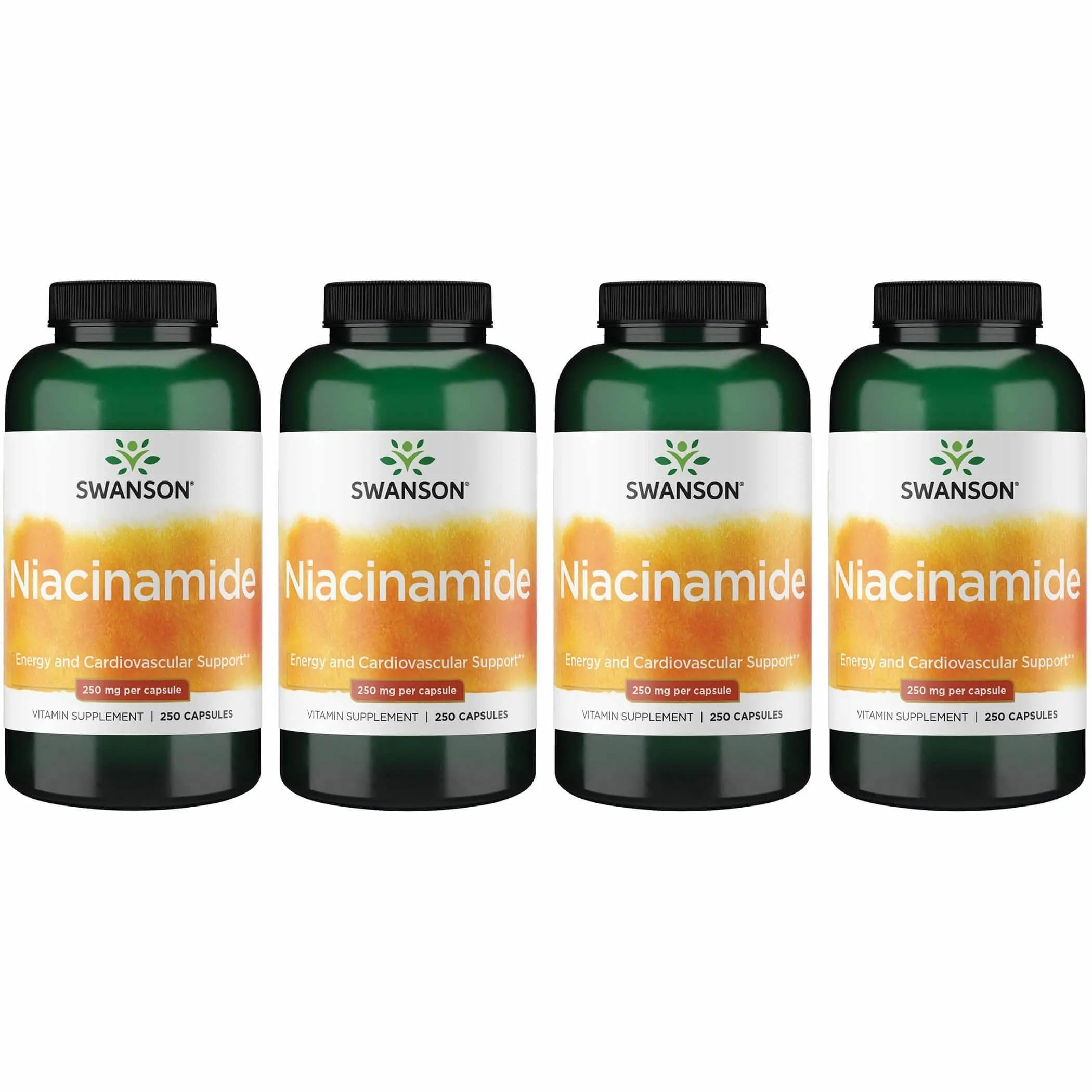 Swanson Niacinamide Vitamin B3 Supplement, 250 mg, 250 Capsules, 4 Pack 250 Count (Pack of 4)