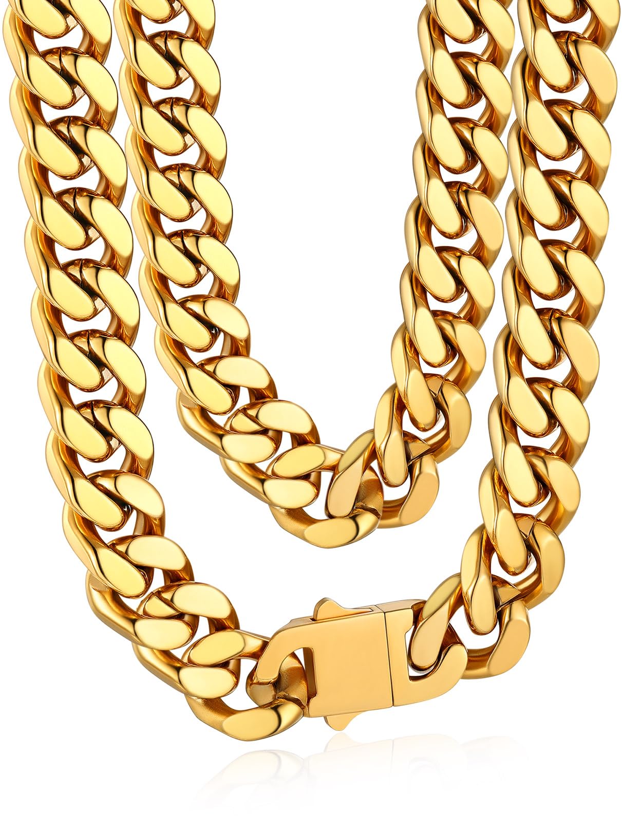 Bandmax Collana Uomo a Catena Cubana Sottile Robusta Grossa in Stile Hip Hop Larghezza 5/7/9/12MM Lunghezza 45-76CM in Acciaio Inox/Nero/Oro, Gioielli Uomo di Moda Accessori Unisex per Uomini Ragazzi