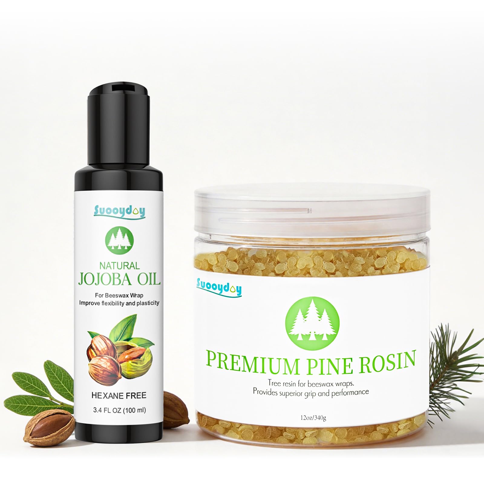 Suooydoy 12oz Pine Rosin with Jojoba Oil Natural Pine Resin for Beeswax Wraps Food Grade Good Grip and Performance Ideal for Musicians Athletes Dancers and DIY Projects