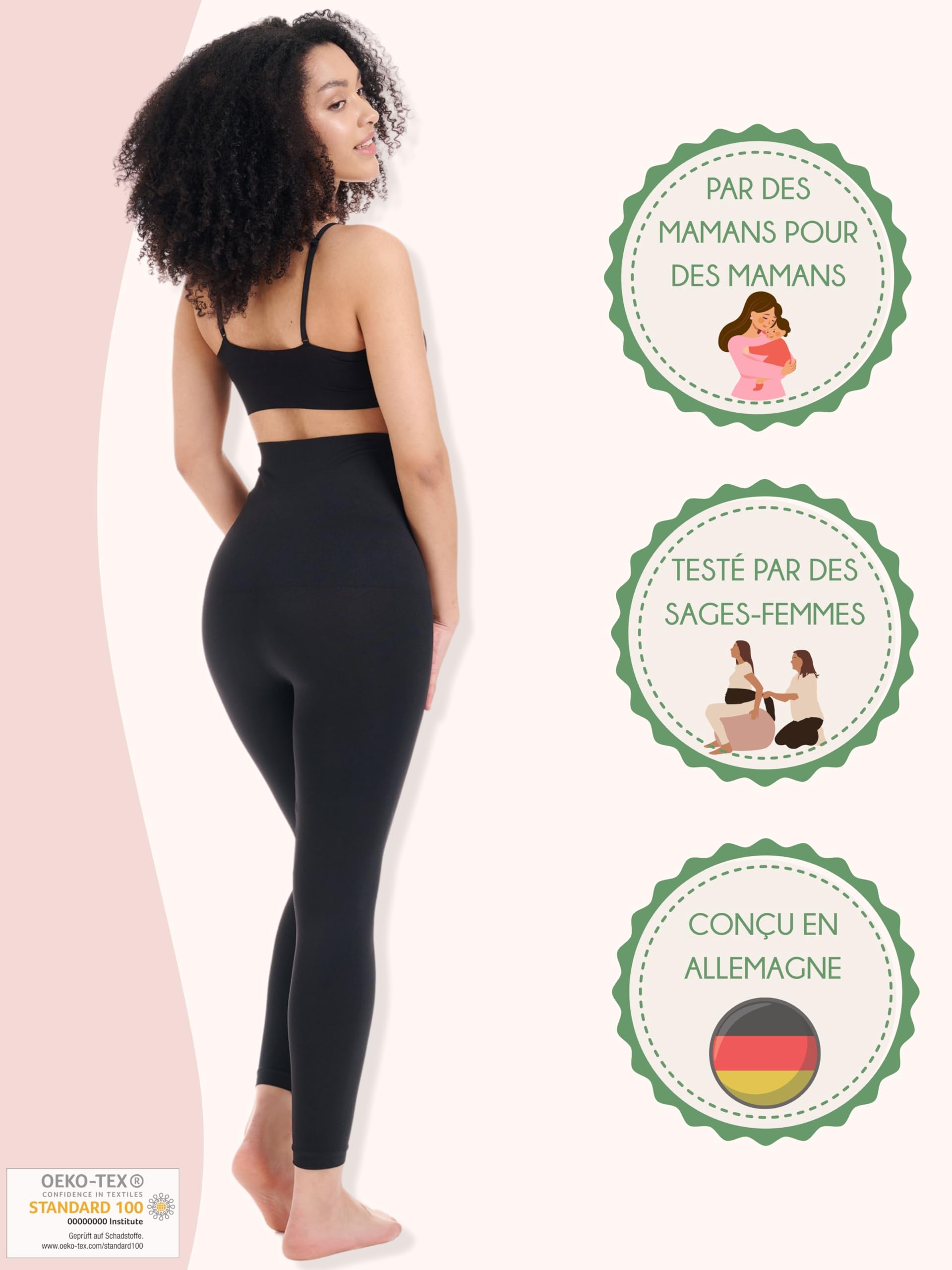 Herzmutter Leggings Sculptant - Taille Haute - Legging à Compression - Gainant - Postpartum - Pantalon Amincissant - Soutien la Rééducation après la Grossesse - Push-Up - Oeko-Tex 100-1600