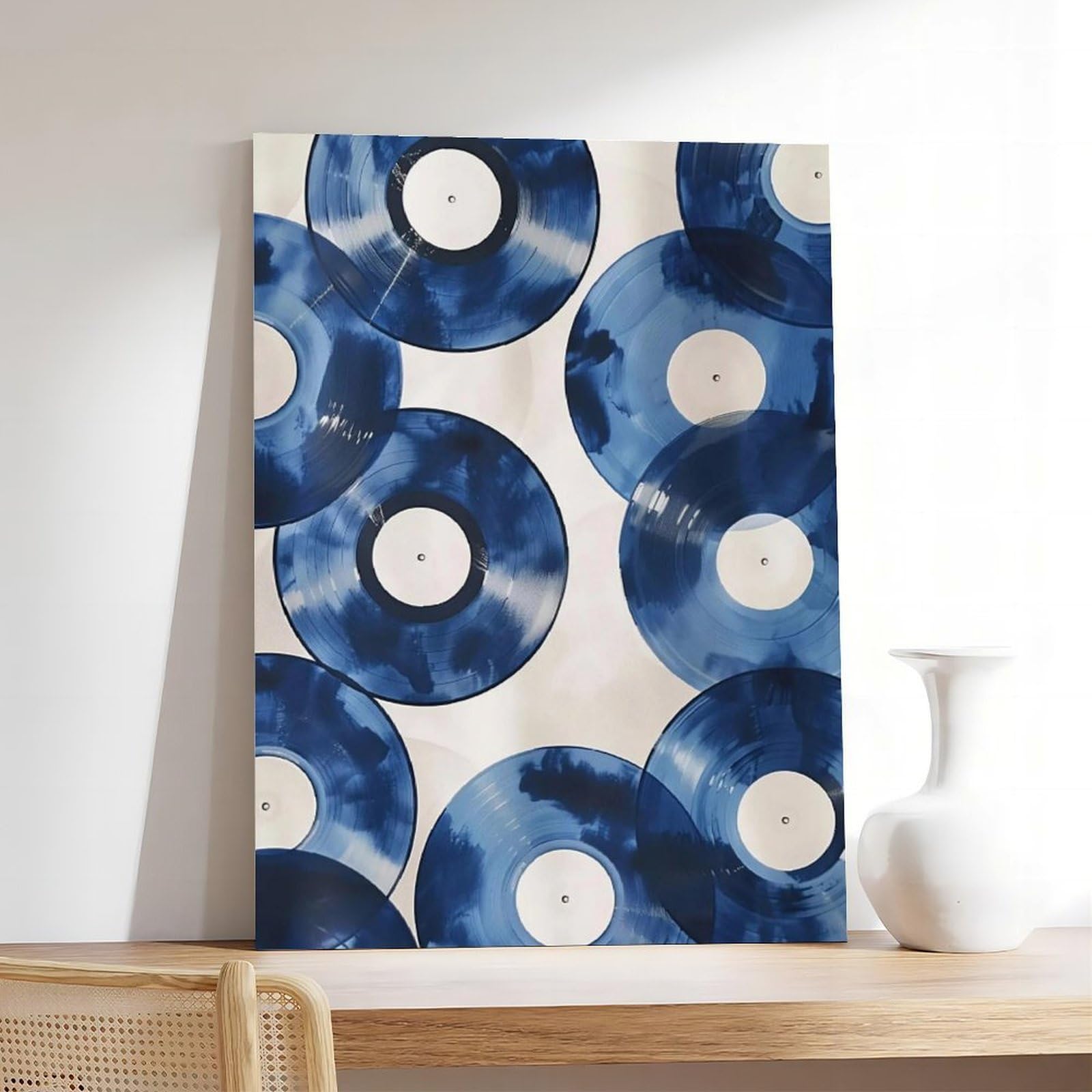 QIOTBVV Dischi in vinile blu retrò, decorazione per camera da letto, ufficio, stanza, regalo, 60 x 90 cm