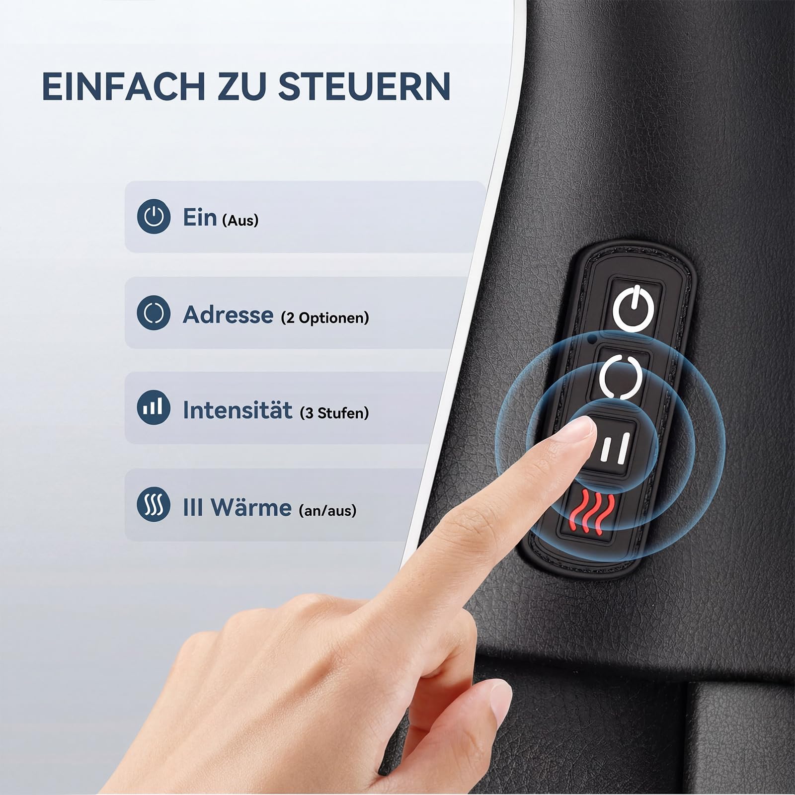 Nackenmassagegerät mit Shiatsu & Wärme, 3D Massageköpfe 3 Modi, Kabelgebundenes PU-Leder Massage für Nacken & Schultern, Shiatsu Massagegerät für Auto Zuhause Büro, Perfect Geschenk für Männer Frauen
