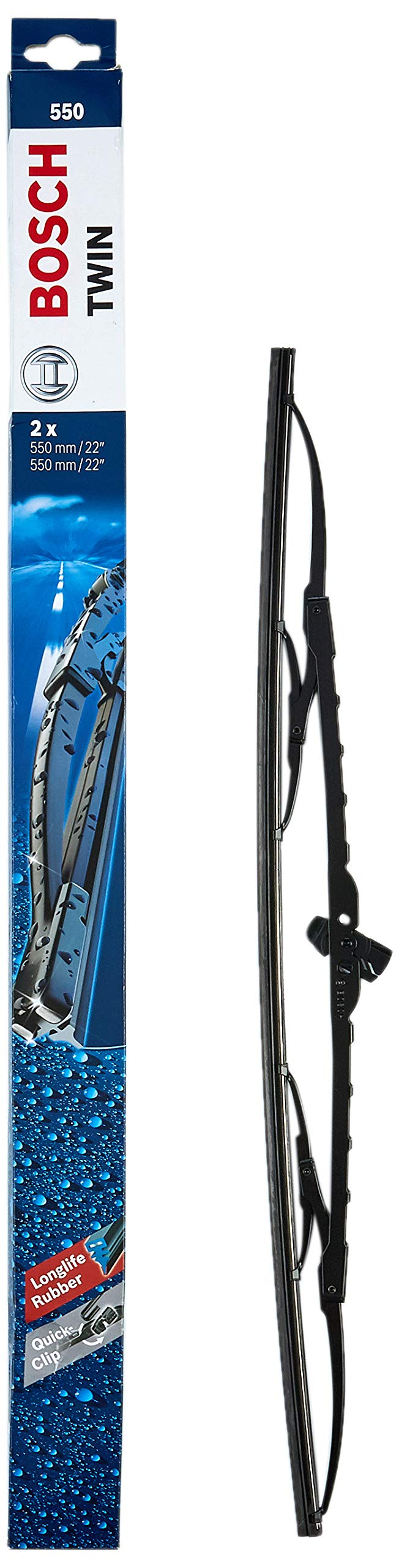 Bosch Wiper Blade Twin 550, Length: 550mm/550mm – Set of Front Wiper Blades