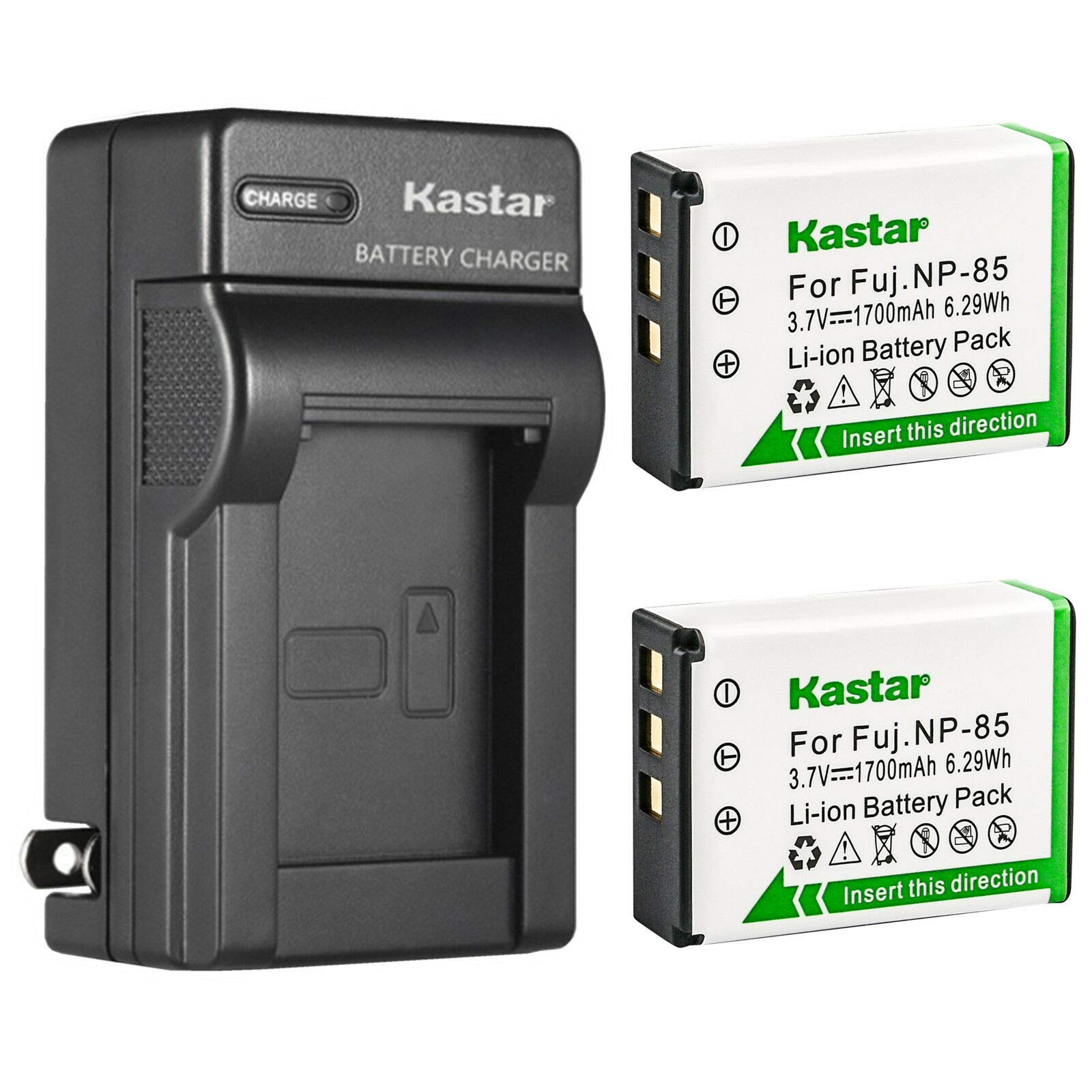 Kastar 2-Pack Battery and AC Wall Charger Replacement for Toshiba Camileo X200 Camileo X400 Camileo X416 Camileo X416 HD Camileo Z100 Medion Life