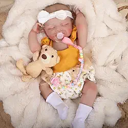 Bebê Reborn Boneca Realista Menina Corpo de Silicone 48cm Pode Dar Banho (Menina Boneca)