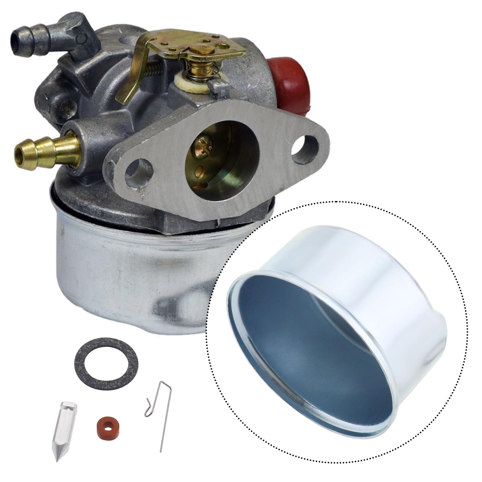 SG Store 2Sets Carburetor Float Bowl & Needle Seat Kit Primer Bulb O-Ring Repair Kit Compatible with Tecumseh 631867 631021B 631021A 631021 36045A Lawn Mower Carb - Image 3