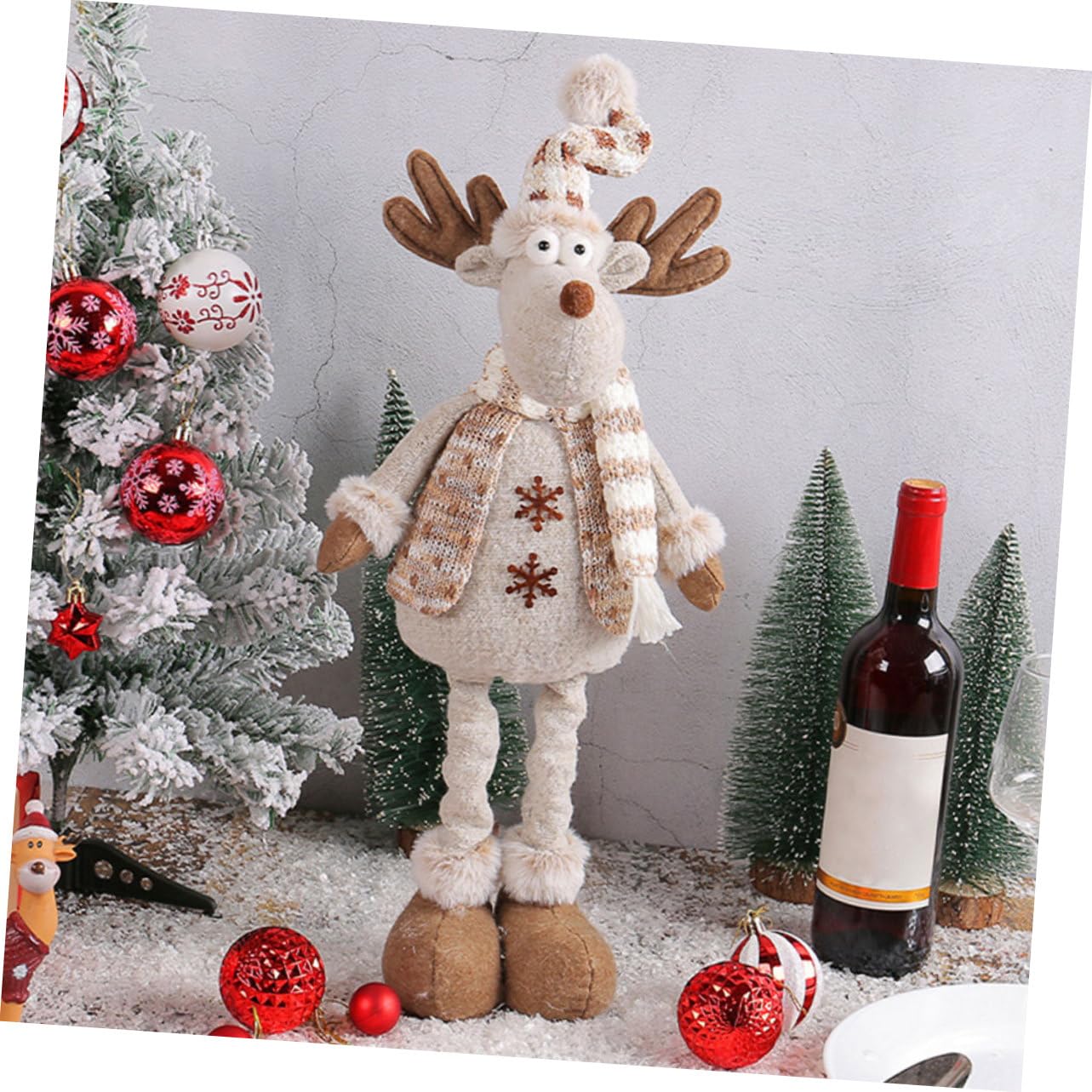 Zerodeko Statuetta Natalizia a Forma di Renna Cappello a Punta in Stoffa e Cotone Pp, Decorazione da Tavolo Creativa e Calda per Arredamento Casa e Bar a Tema Natale
