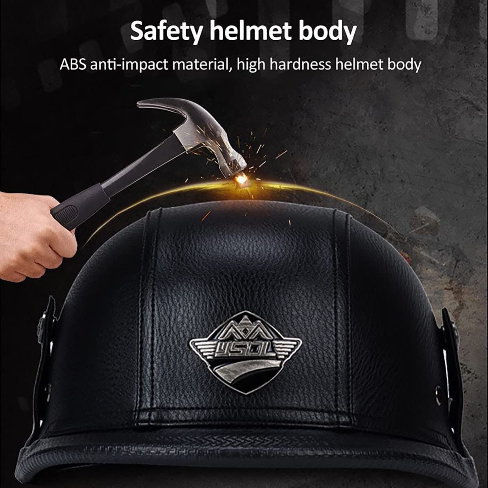 kask motocyklowy, Otwarty skórzany kask motocyklowy z homologacją ECE do motoroweru chopper, rozmiar M, S = 55-56 cm