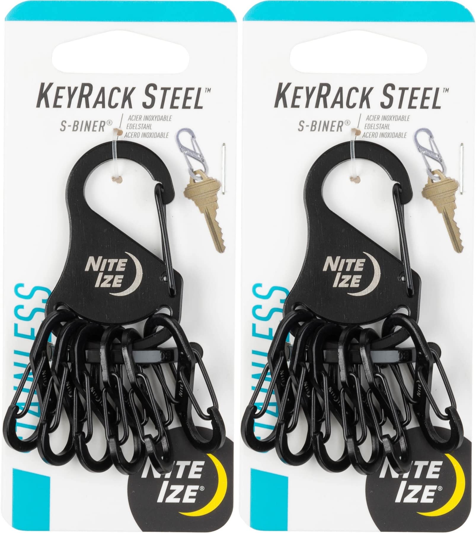 Key Rack Black/Stainless Steel S-Biners Nite Ize Krs-03-01