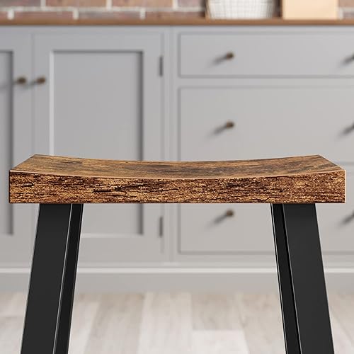Miniatura 8 de VASAGLE Taburetes de bar, juego de 2 sillas de bar, taburetes de cocina con reposapiés, 23.6 pulgadas de alto, industrial en sala de estar, sala de